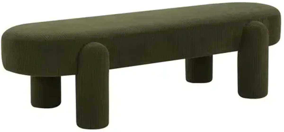 Cambria Corduroy Velvet Accent Bench - Green