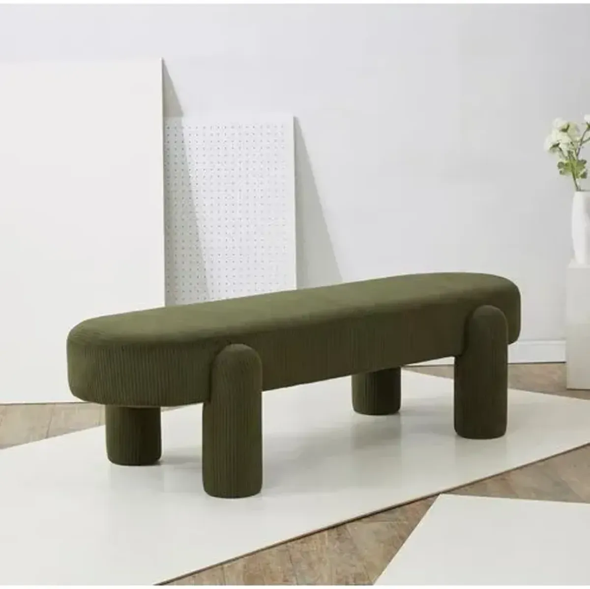 Cambria Corduroy Bench - Green