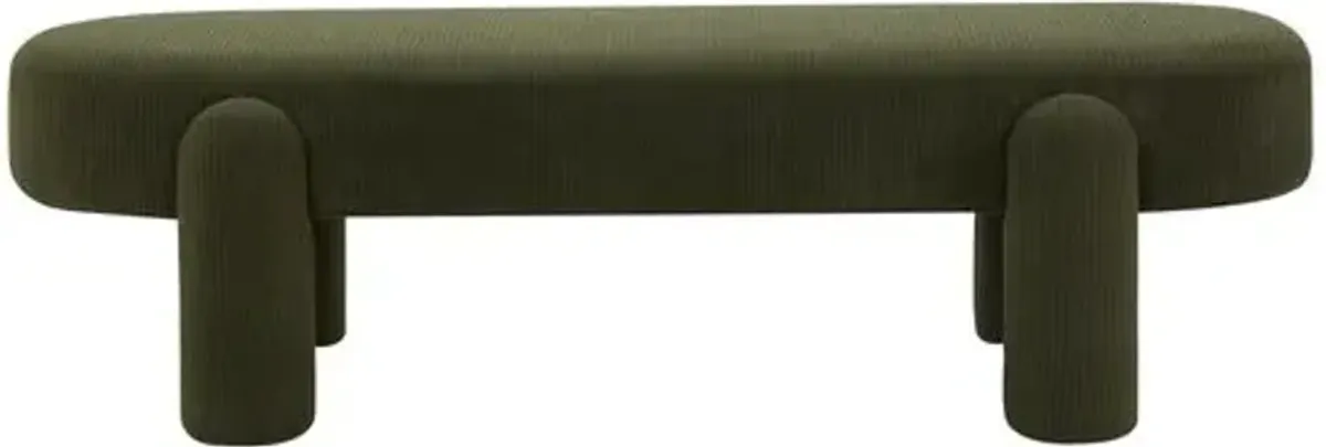 Cambria Corduroy Velvet Accent Bench - Green