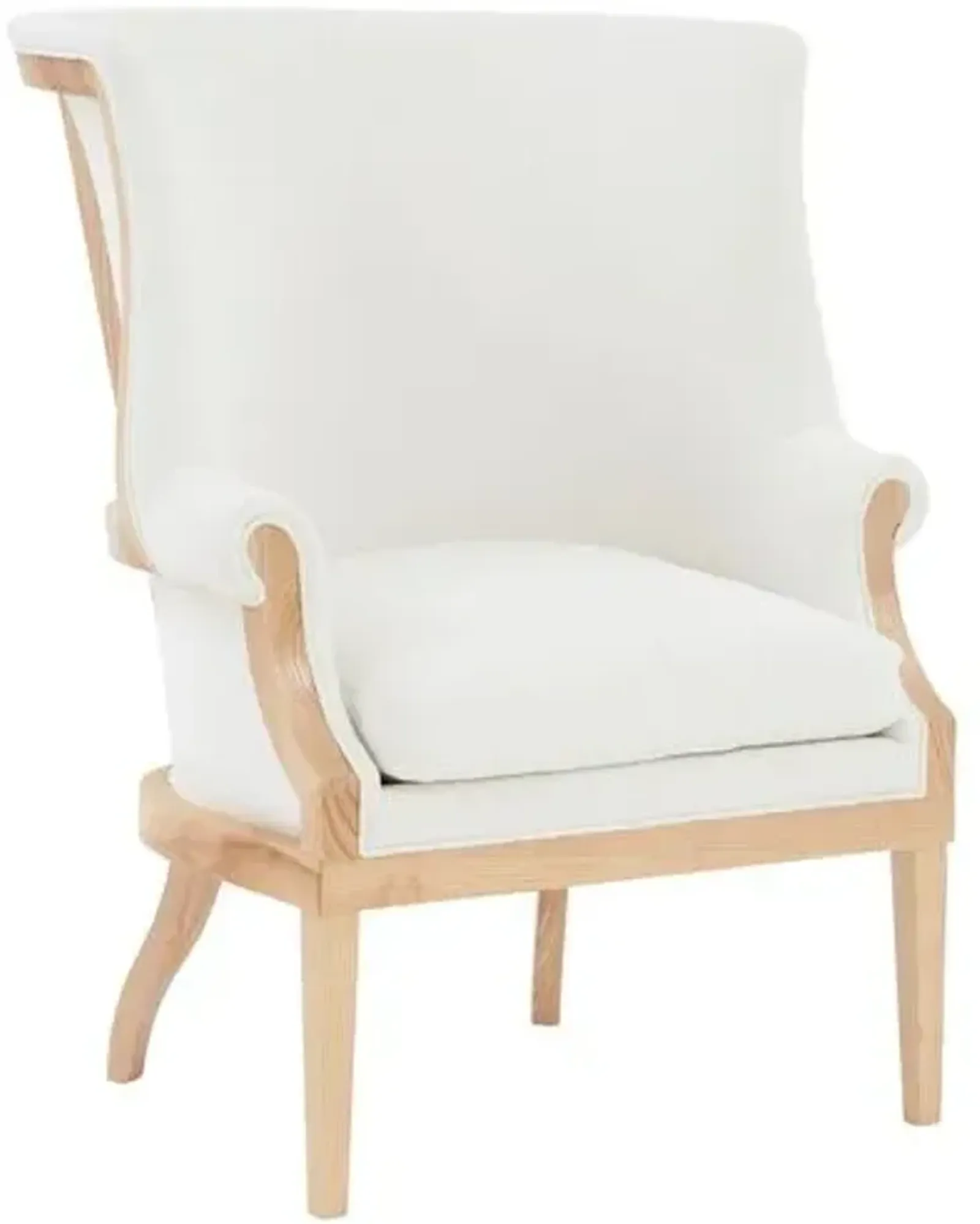 Leontine Wingback Accent Chair - White/Natural - Curved Back, Comfortable, Durable