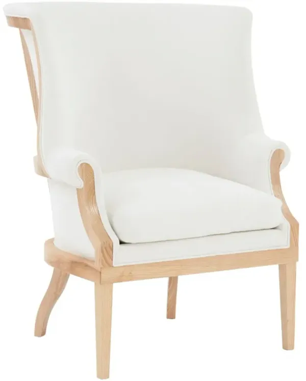 Leontine Wingback Accent Chair, White/Natural
