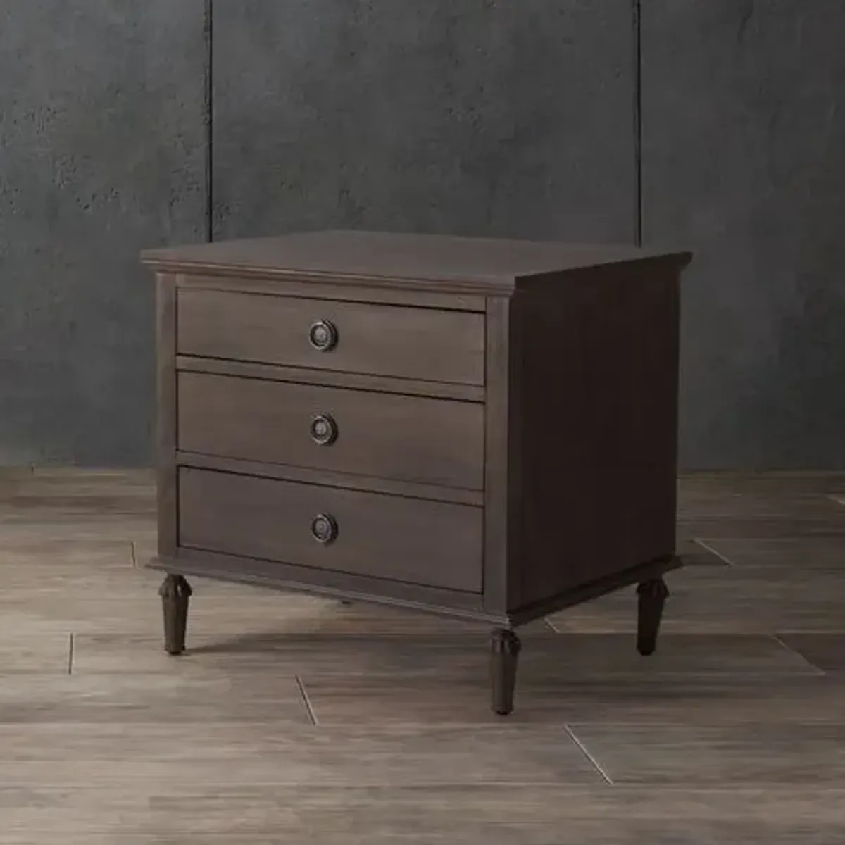 Perenna 3 Drawer Wood Nightstand