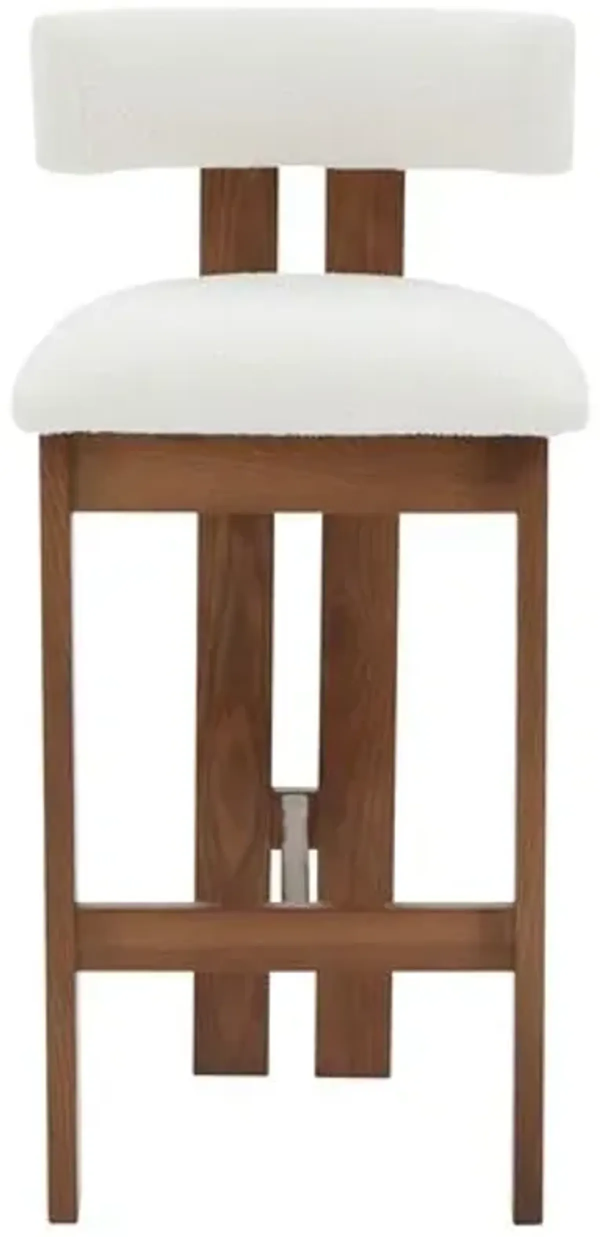 Roslyn Boucle Barstool - Ivory/Walnut