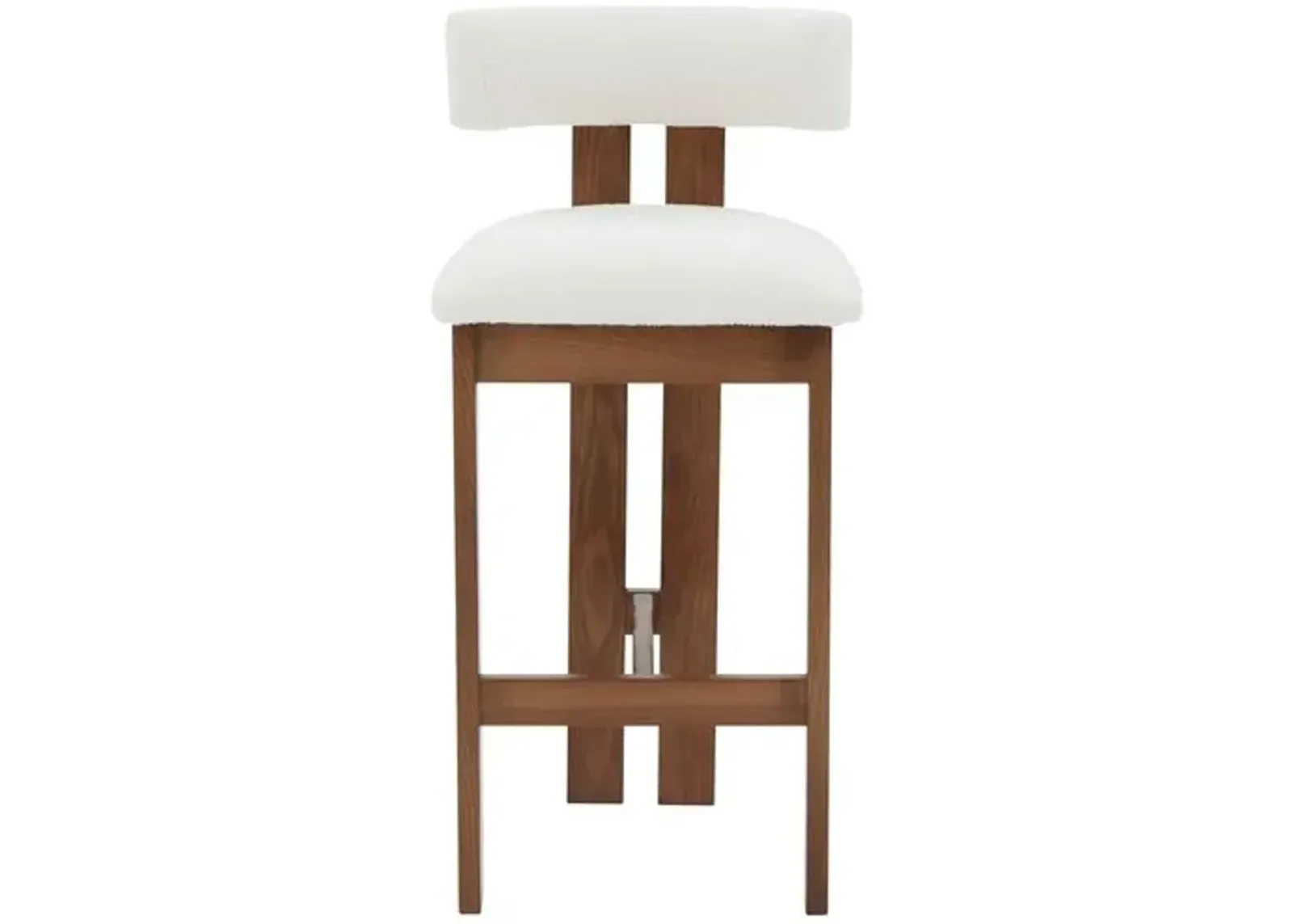 Roslyn Boucle Barstool - Ivory/Walnut