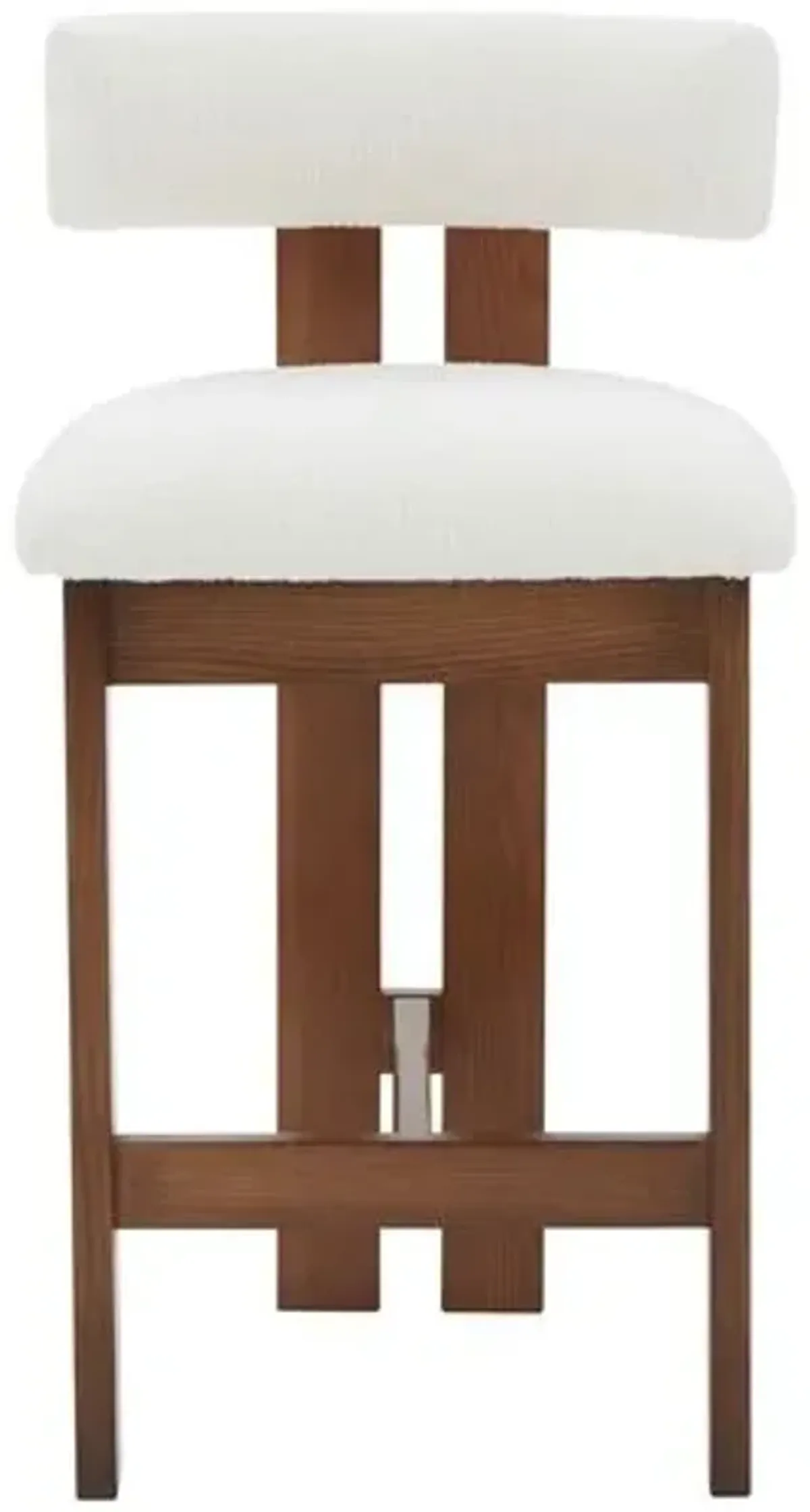 Roslyn Boucle Counter Stool - Ivory/Walnut