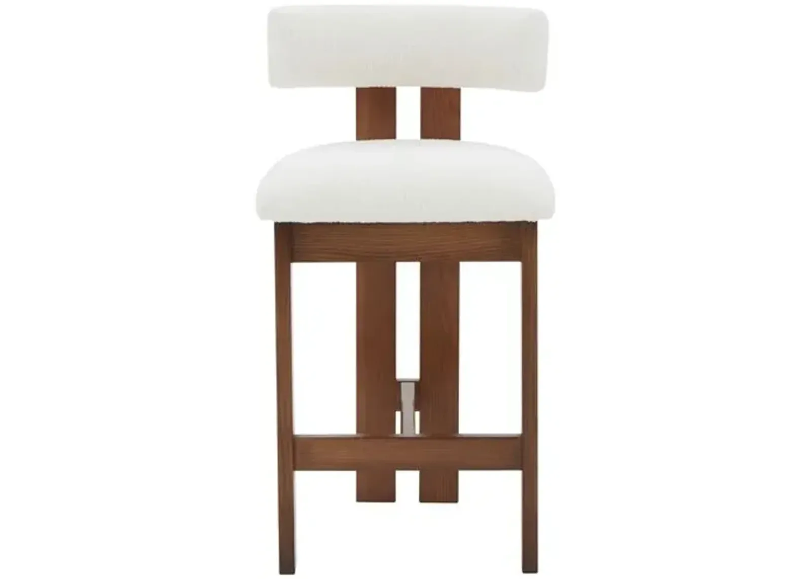 Roslyn Boucle Counter Stool - Ivory/Walnut