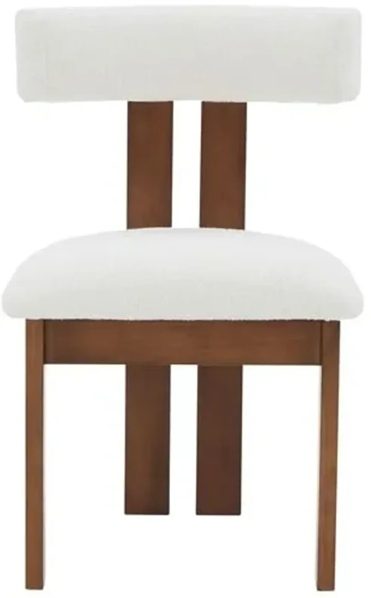 Roslyn Boucle Dining Chair - Ivory/Walnut