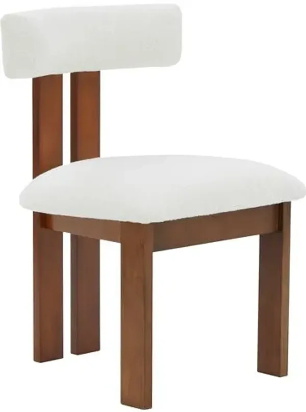 Roslyn Boucle Dining Chair - Ivory/Walnut