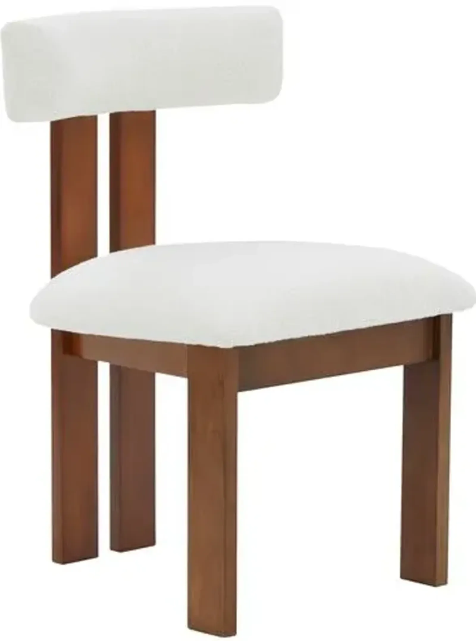 Roslyn Boucle Dining Chair - Ivory/Walnut