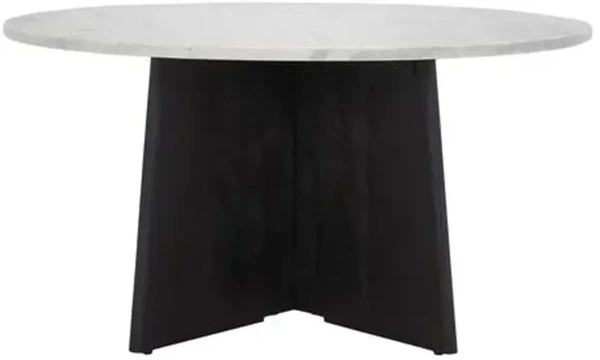 Verity Wood and Marble Round Coffee Table -Black