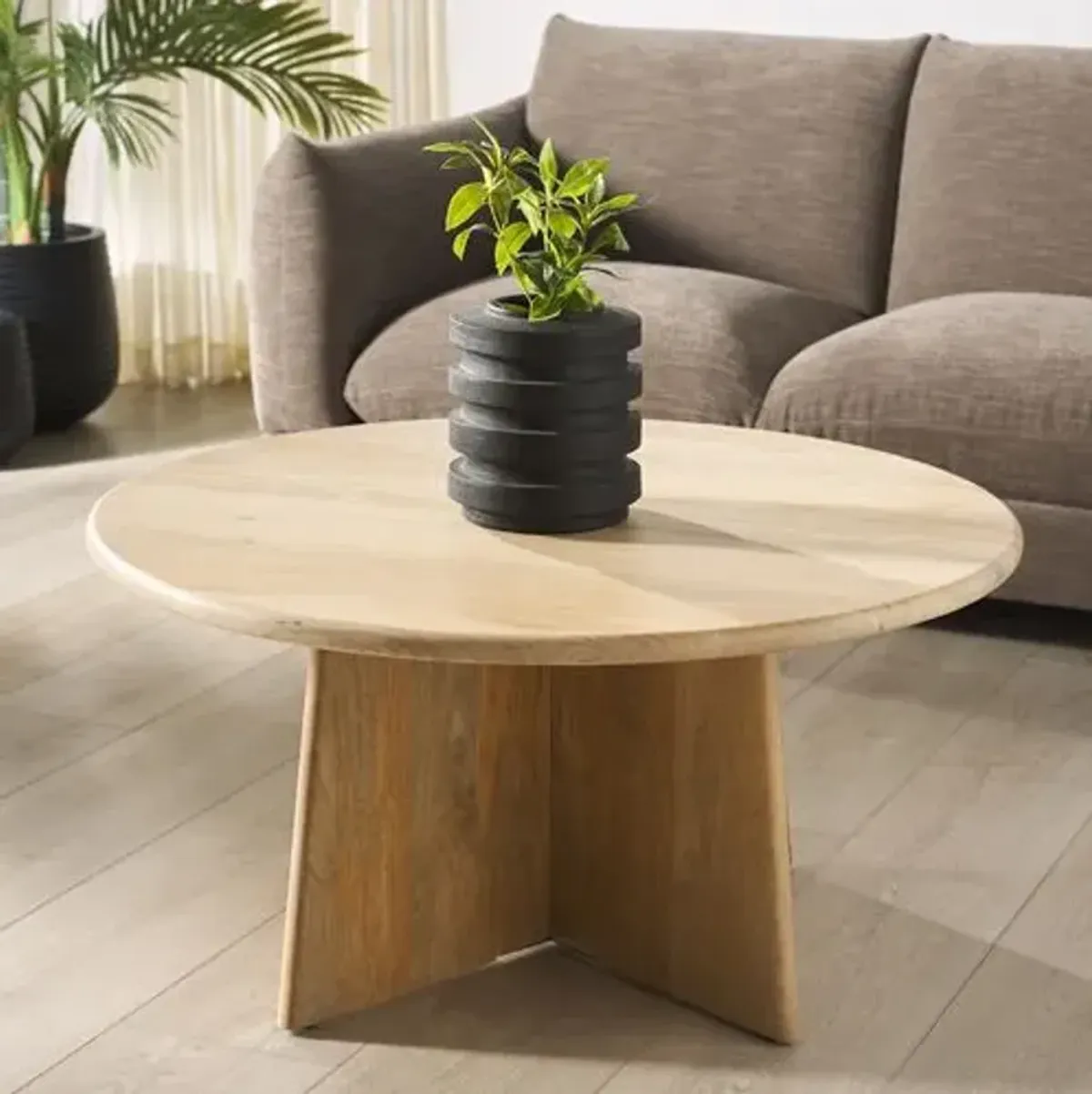 Verity Round Wood Coffee Table - Brown