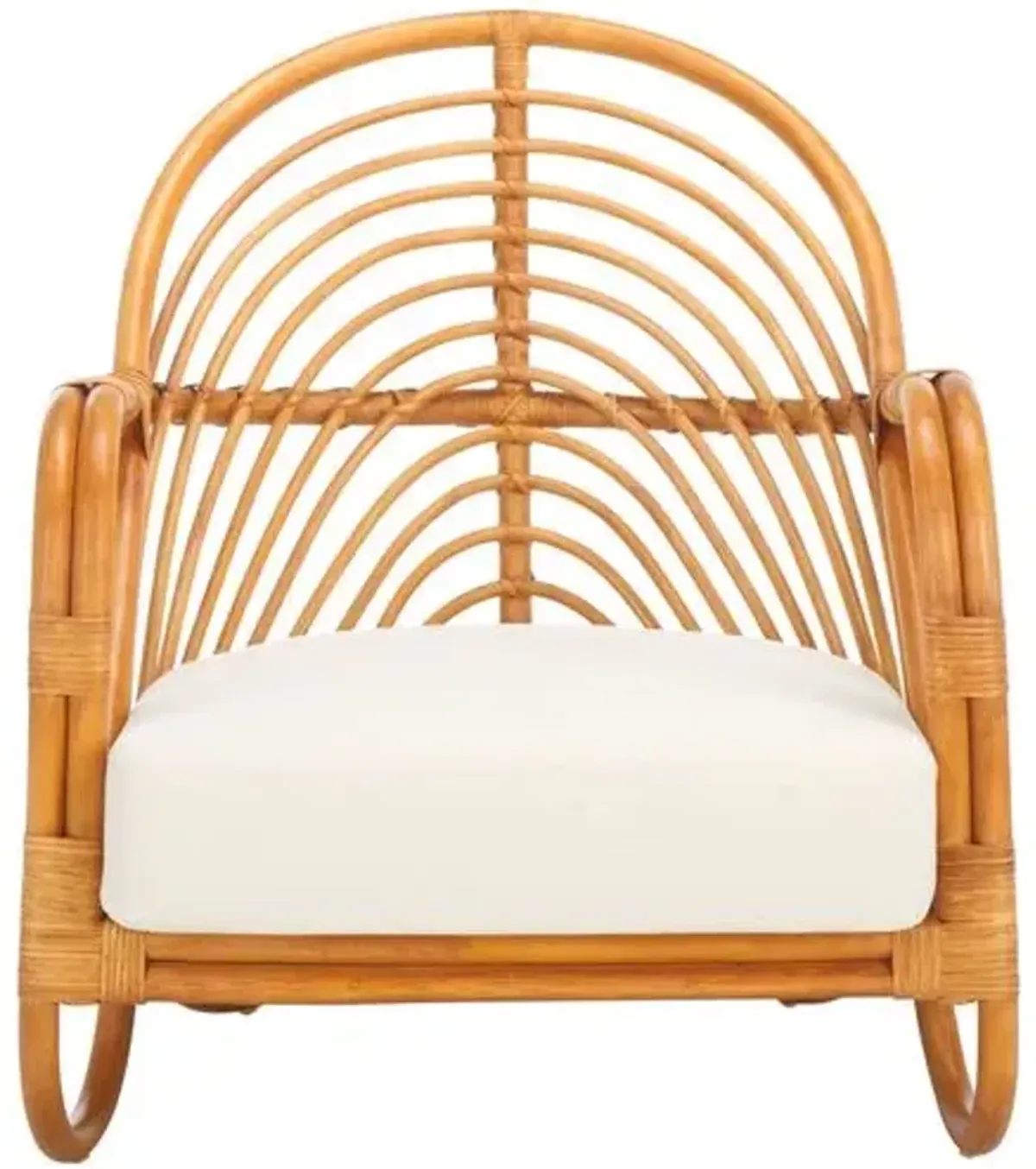 Aeliana Rattan Accent Chair - Natural/White - Multi - Curved Back, Comfortable, Durable