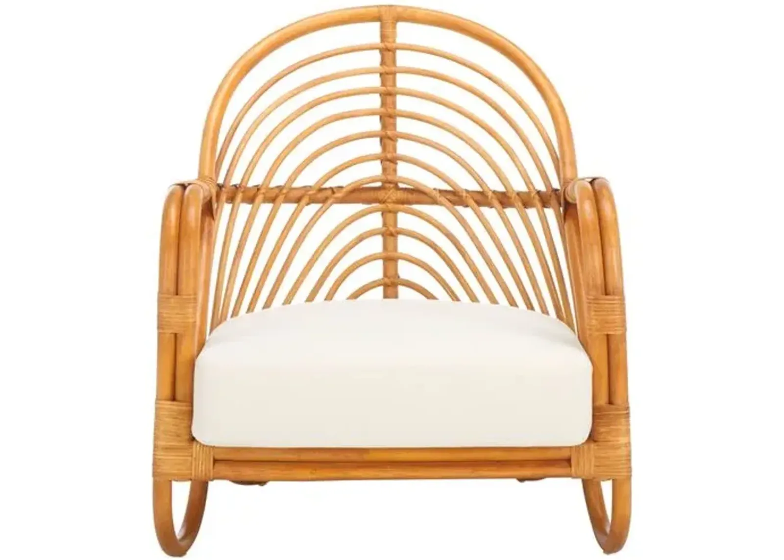 Aeliana Rattan Accent Chair - Natural/White - Multi - Curved Back, Comfortable, Durable