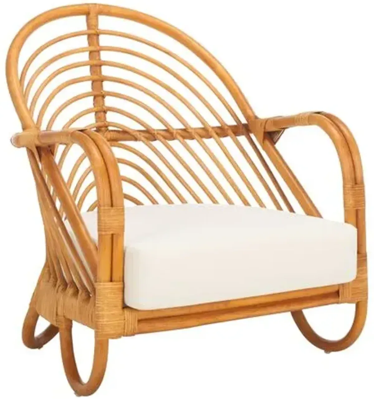 Aeliana Rattan Accent Chair - Natural/White - Multi - Curved Back, Comfortable, Durable