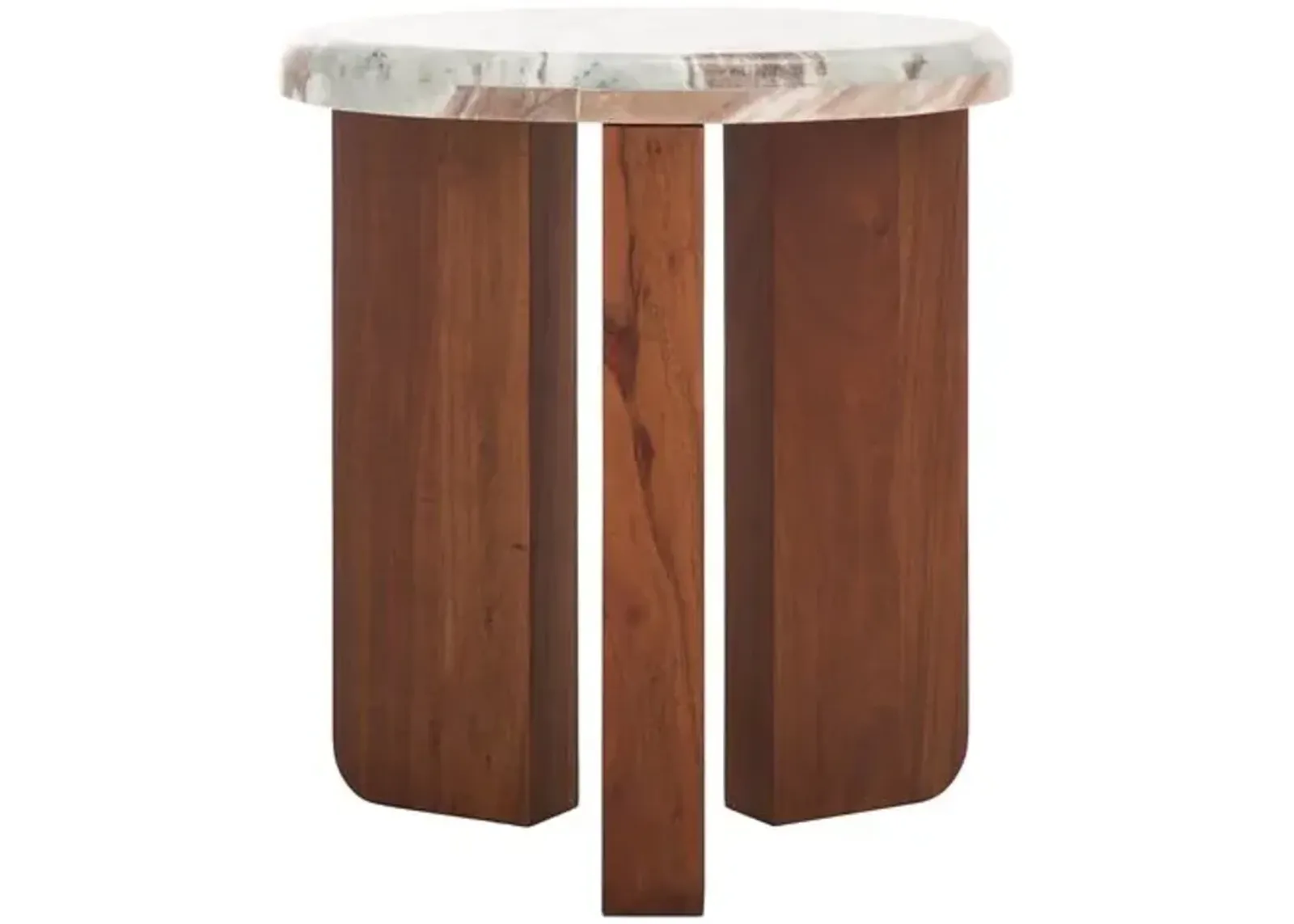 Xara Rd Marble Accent Table - Brown/Dark Brown - 20Hx18Wx18D in