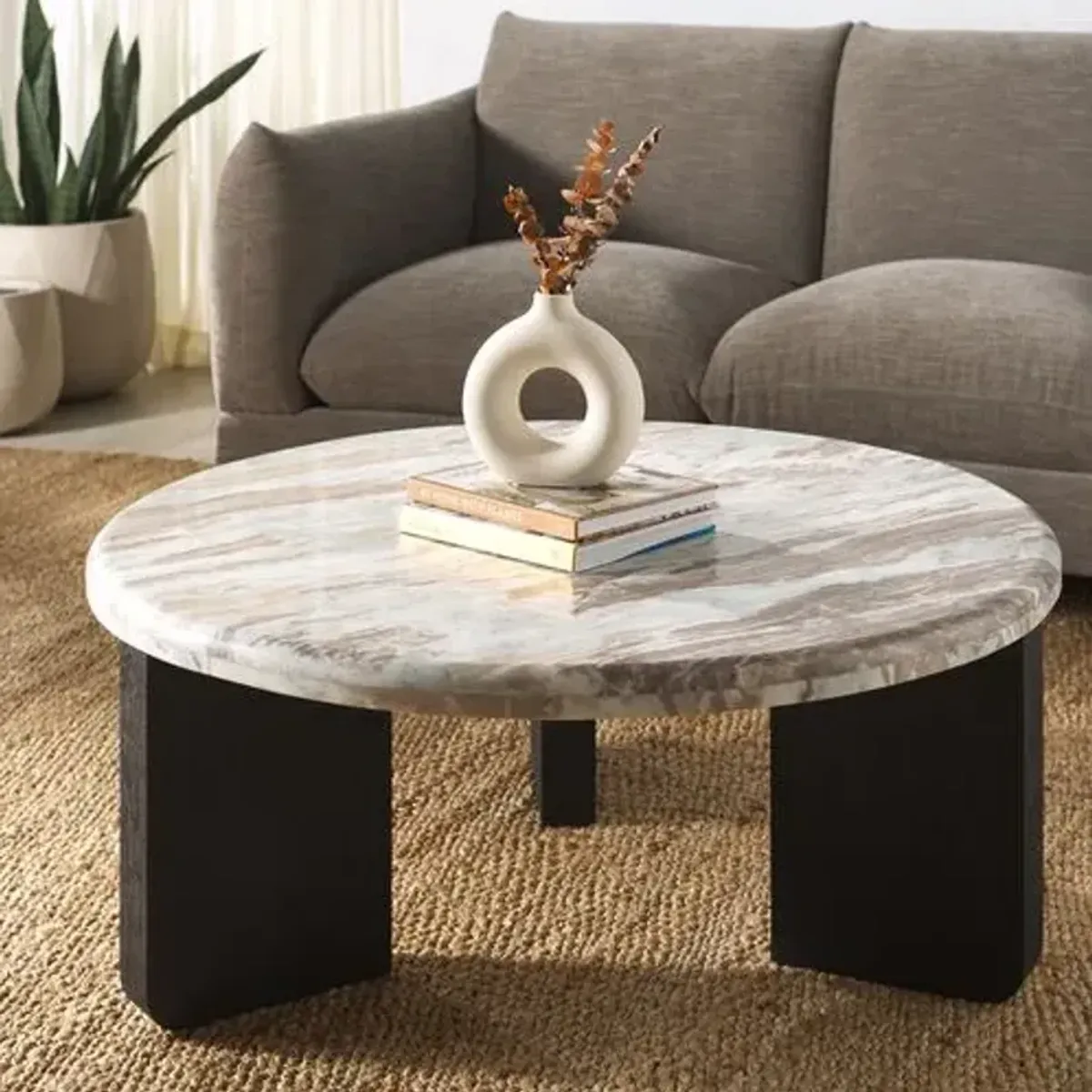 Xara Rd Marble Coffee Table - Black