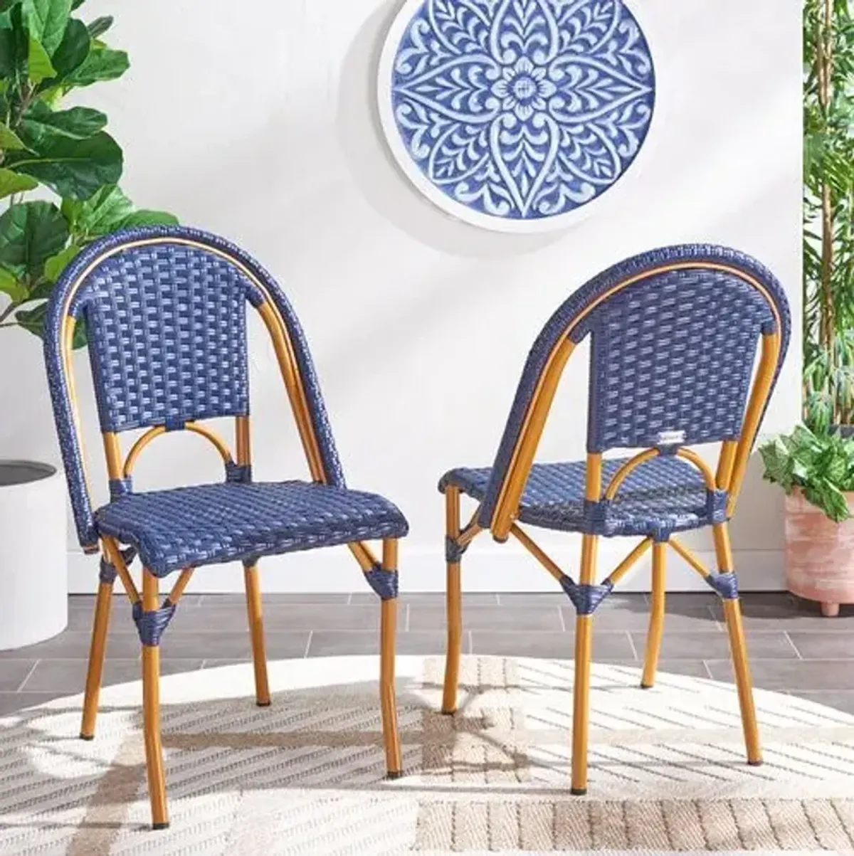 Set of 2 Marcellus Outdoor Side Chairs - Blue