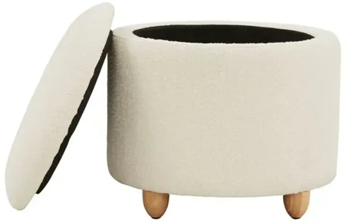 Zaria Storage Ottoman - Ivory