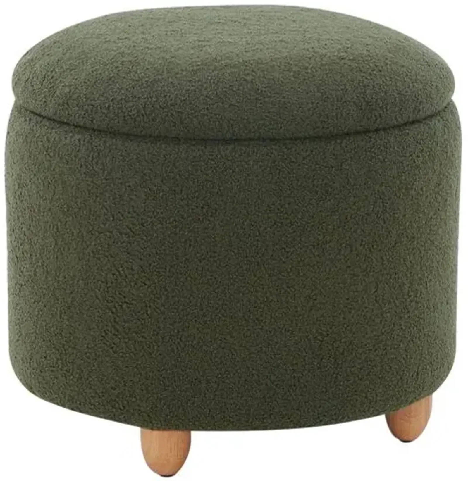 Zaria Storage Ottoman - Faux Shearling - Green