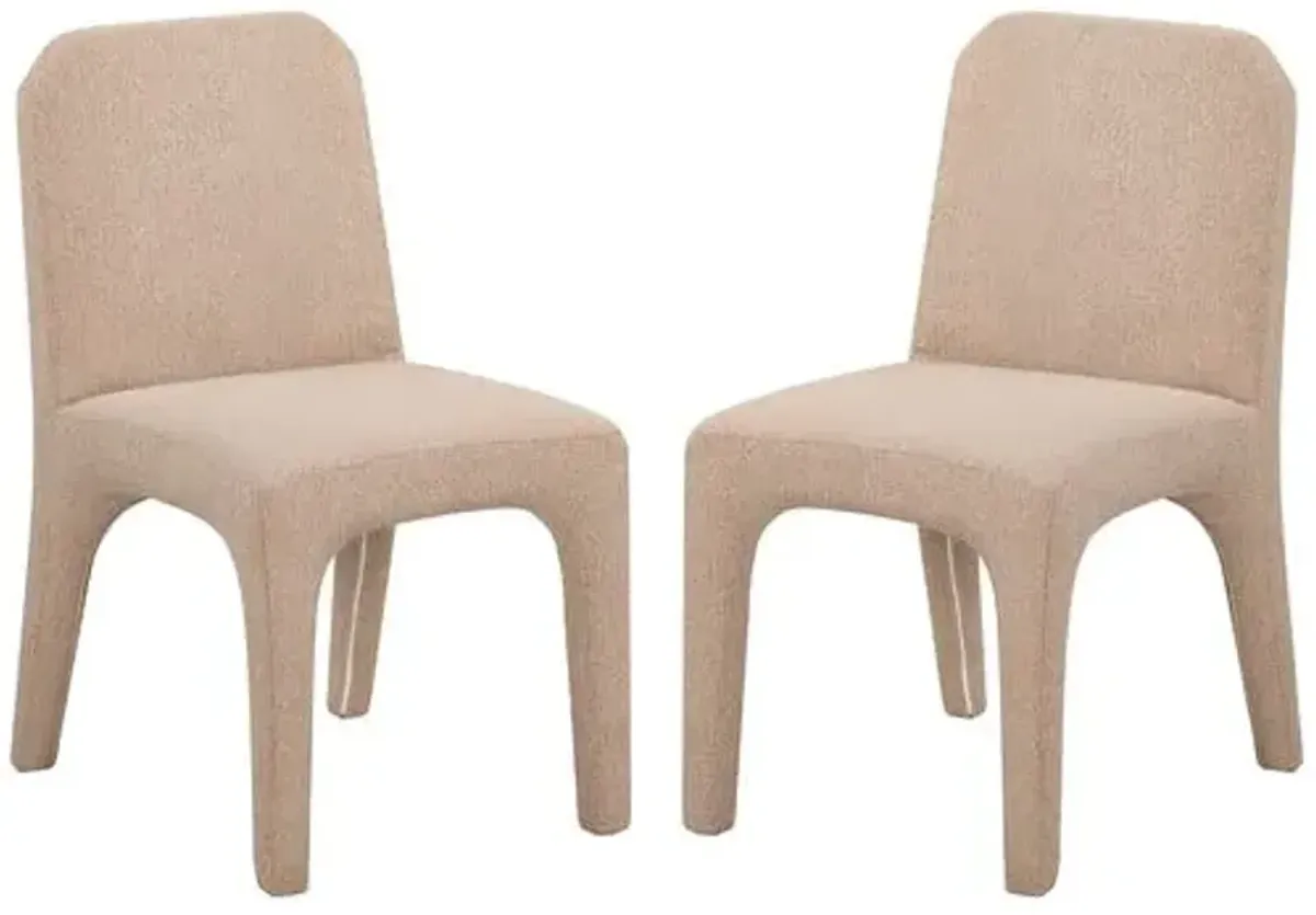 Set of 2 Alani Boucle Dining Chairs - Brown