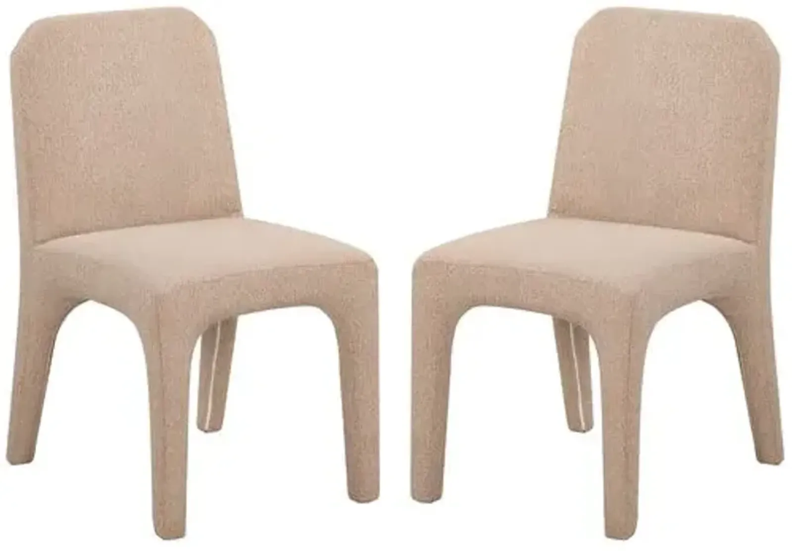 Set of 2 Alani Boucle Dining Chairs - Brown