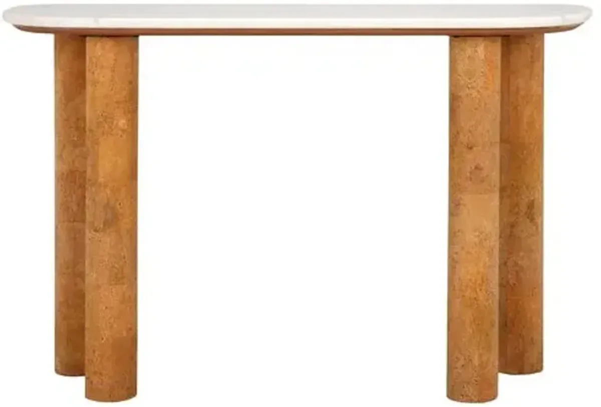 Damaris Cork Console Table - White/Cork