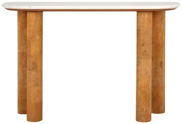 Damaris Cork Console Table, White/Cork