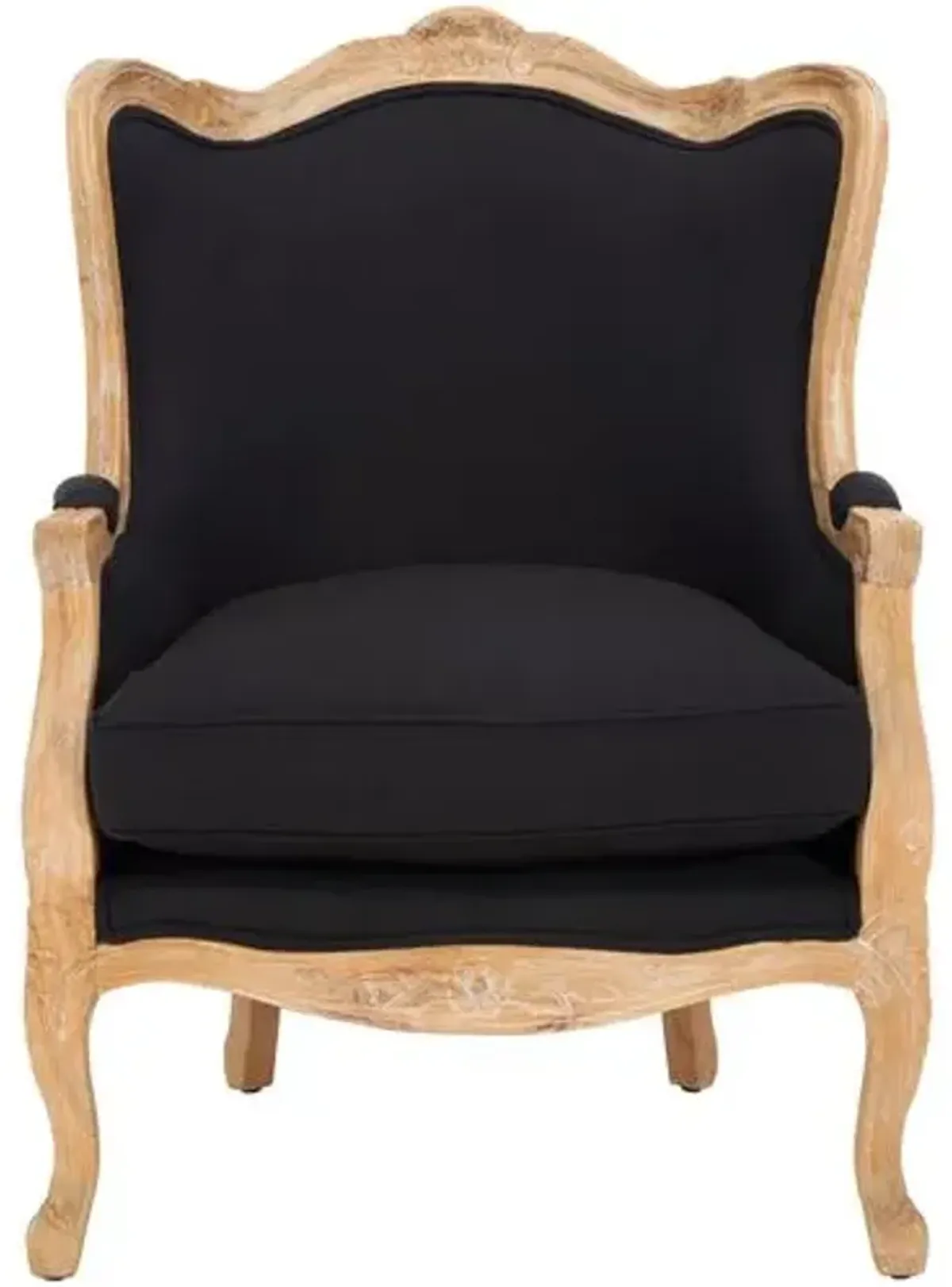 Fallon Wingback Linen Chair - Black