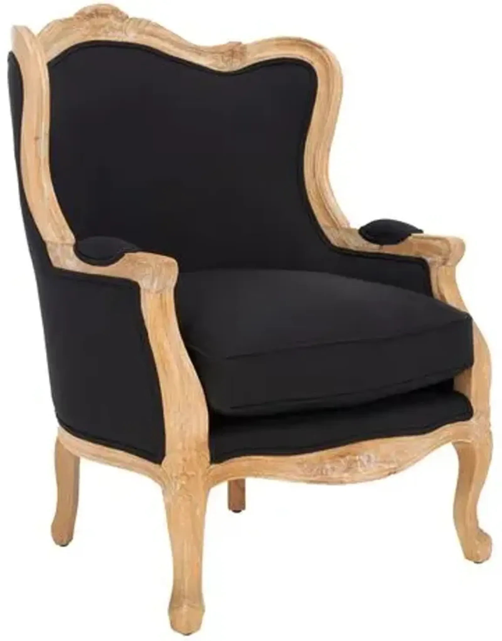 Fallon Wingback Linen Chair - Black