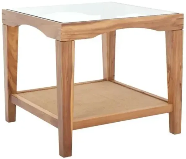 Liore Square Glass Accent Table - Natural - Brown - 20Hx22Wx22D in