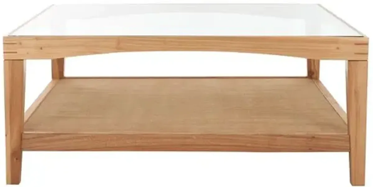 Liore Linen and Glass Coffee Table - Brown