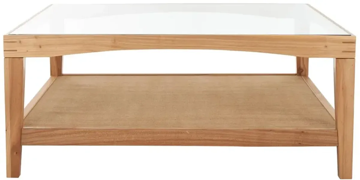 Liore Square Glass Coffee Table, Natural
