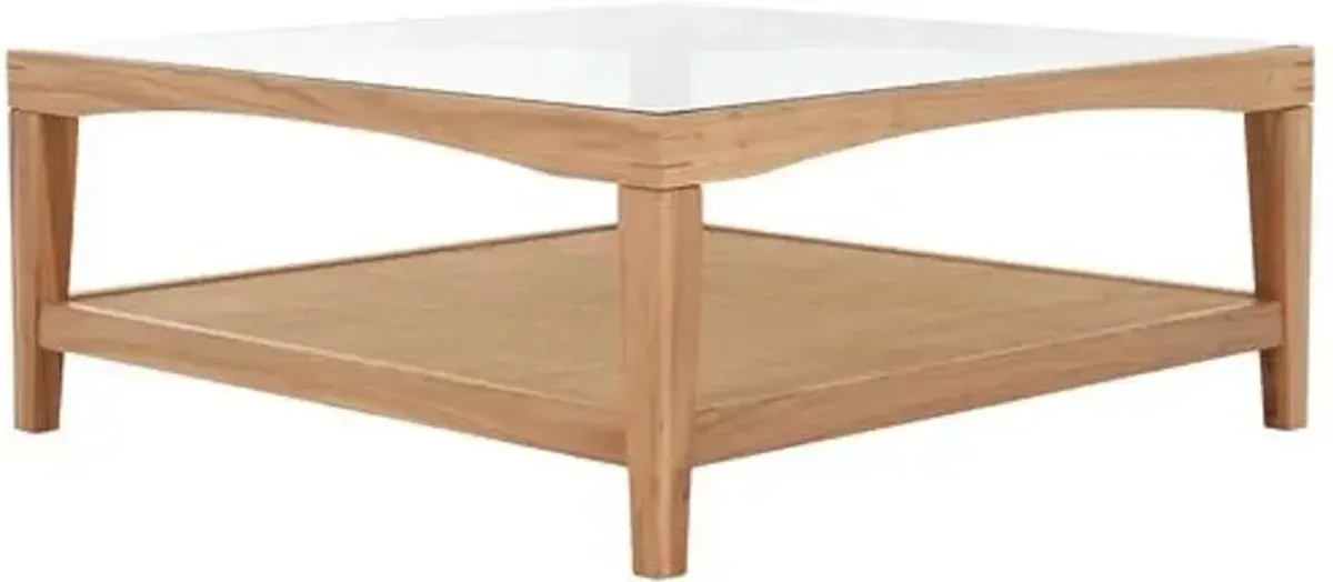 Liore Square Glass Coffee Table - Natural - Brown