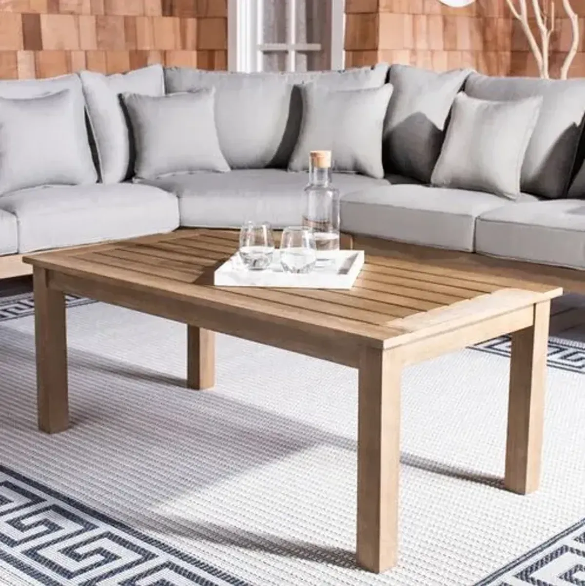 Niko Patio Coffee Table - Natural - Brown