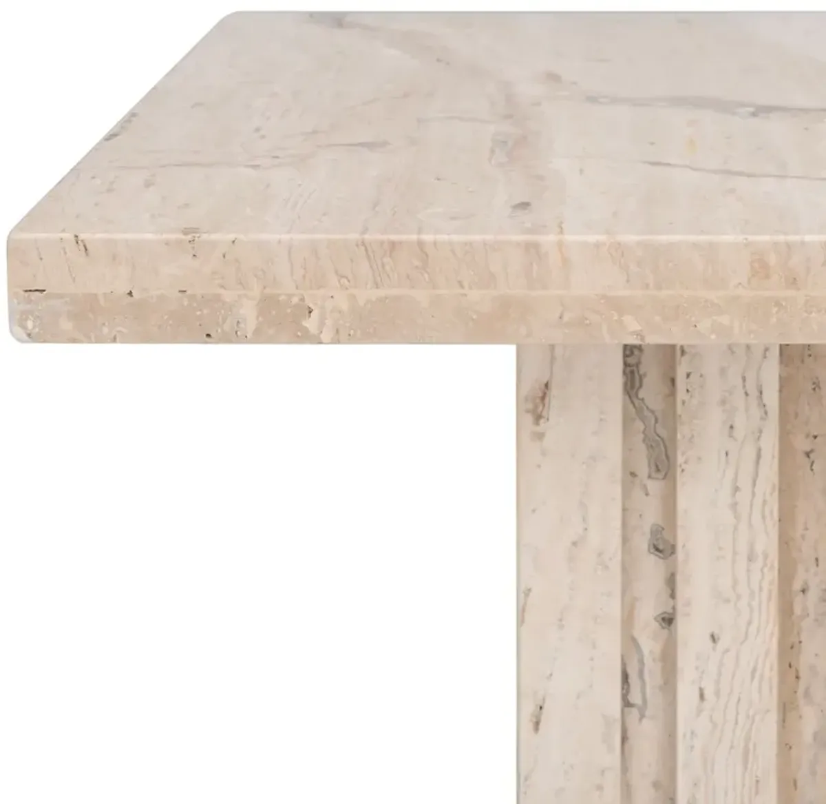 Rhiannon Square Travertine Accent Table, Off White