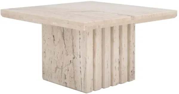 Rhiannon Square Travertine Accent Table, Off White