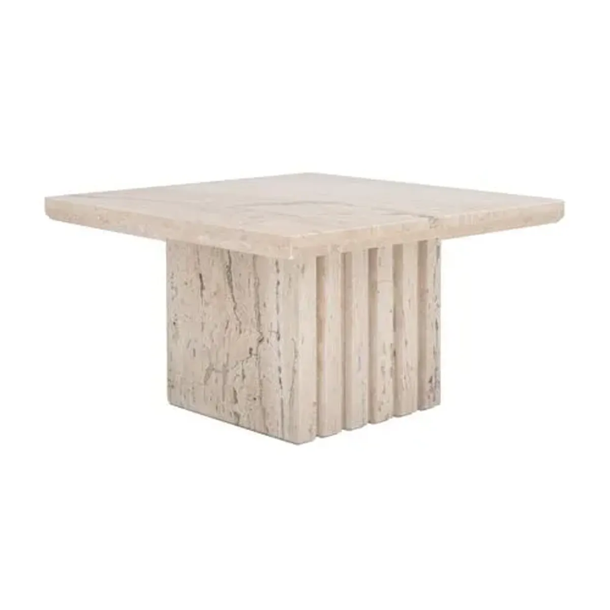 Rhiannon Square Travertine Accent Table - Off White - 12Hx21Wx21D in