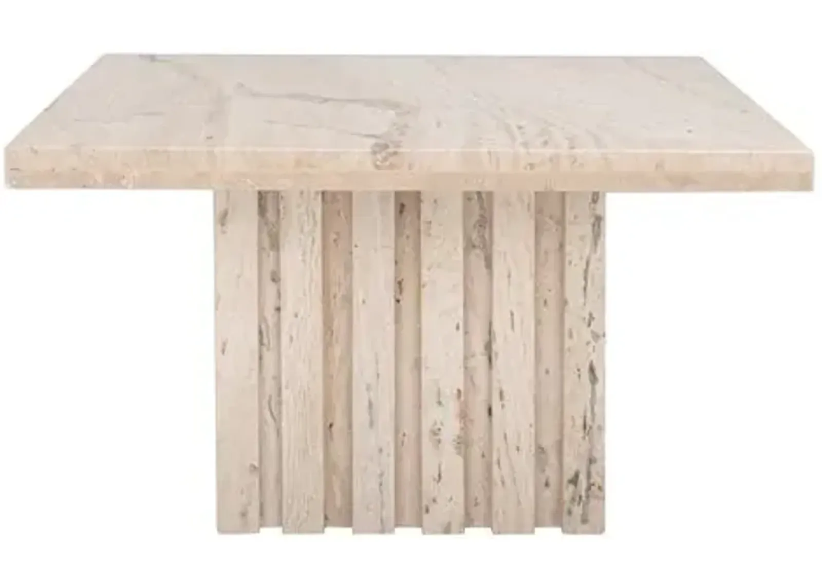 Rhiannon Square Travertine Accent Table - Off White - 12Hx21Wx21D in