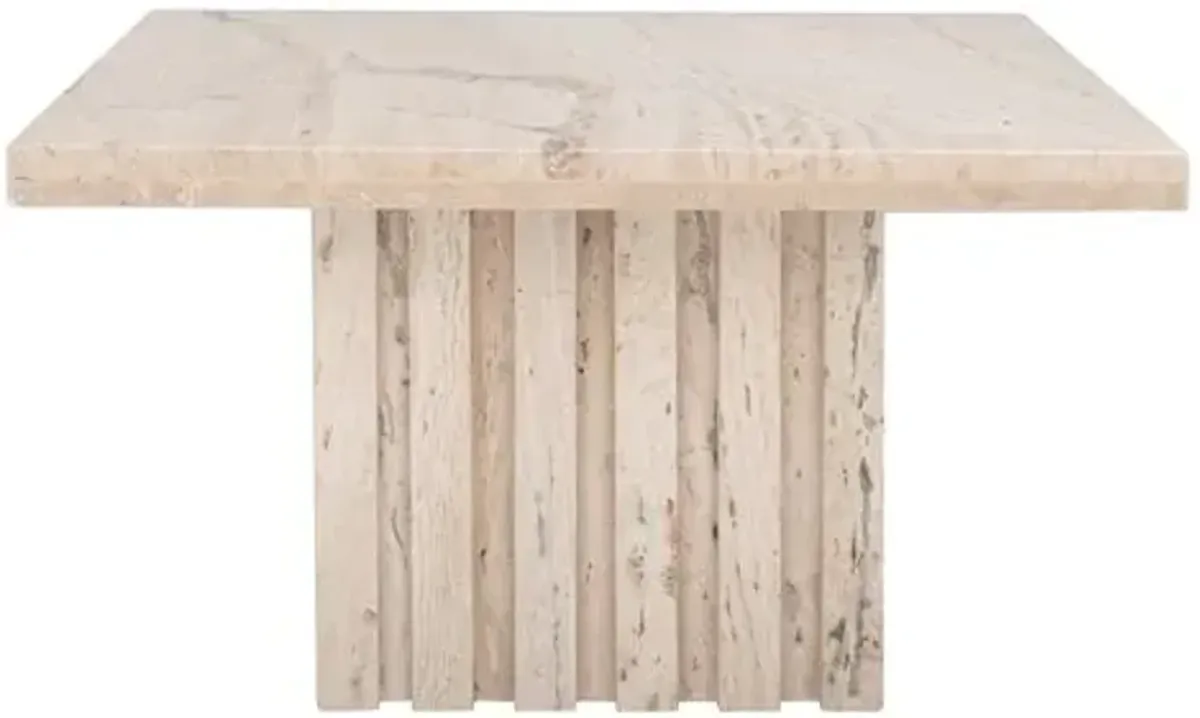 Rhiannon Square Travertine Accent Table - Off White - 12Hx21Wx21D in