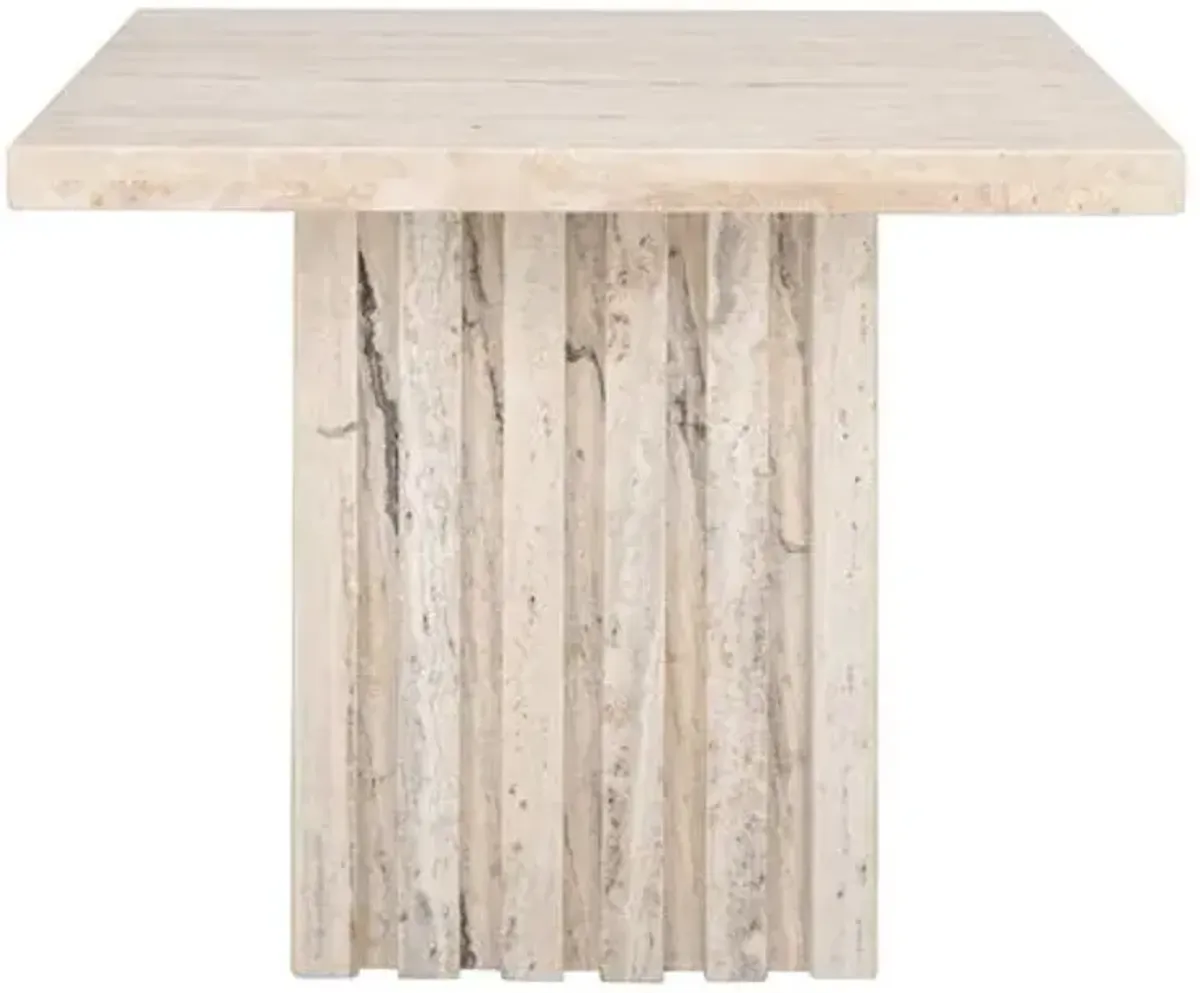 Rhiannon Tall Travertine Accent Table - Off White - 16Hx21Wx21D in