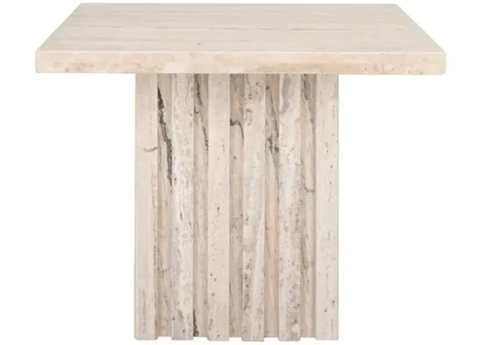 Rhiannon Tall Travertine Accent Table - Off White - 16Hx21Wx21D in