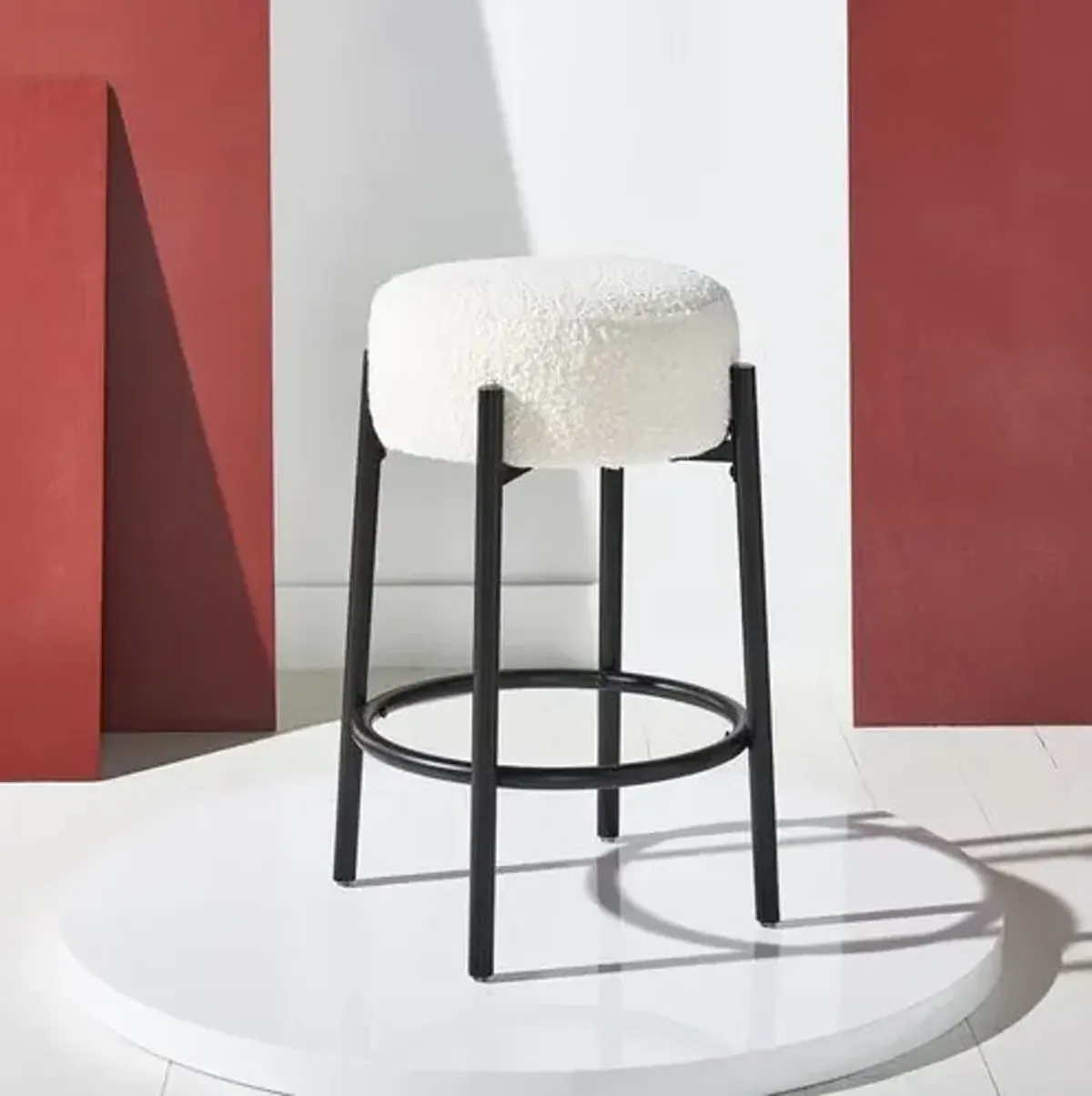 Ursula Metal Counter Stool - Ivory/Black