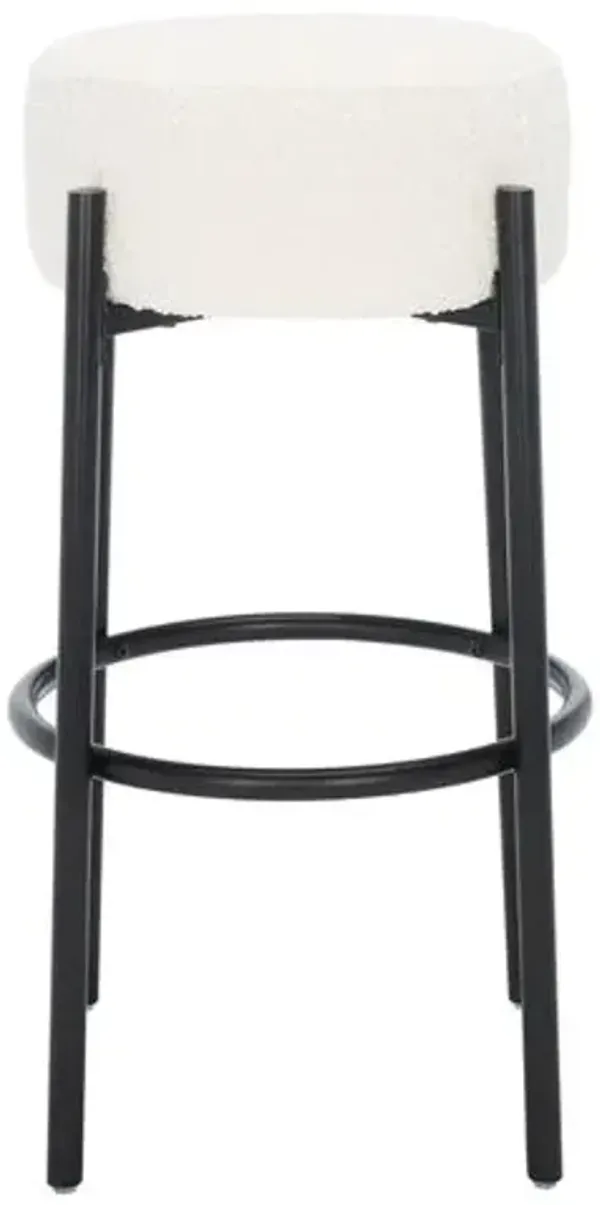 Ursula Boucle Barstool - Ivory/Black