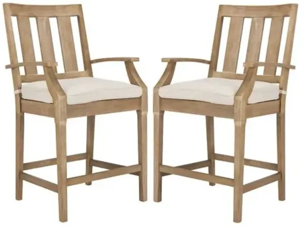 Set of 2 Paxton Outdoor Counter Stools - Natural/White