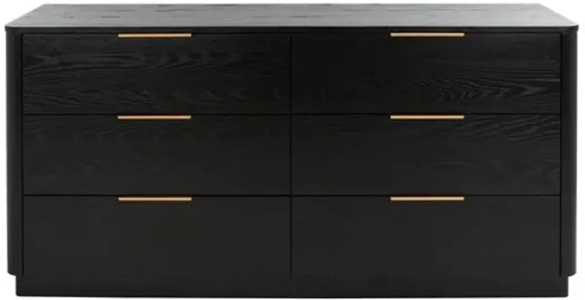 Cambira 6-Drawer Wood Dresser - Black