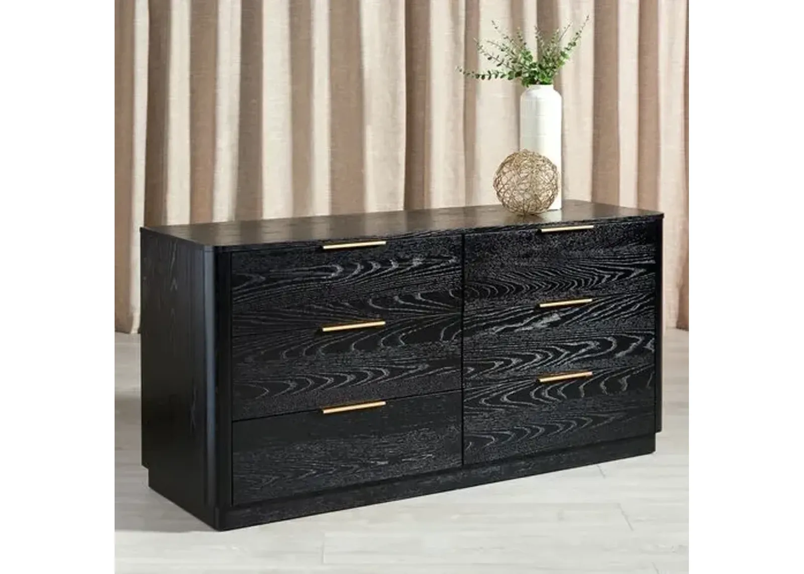 Cambira 6 Drawer Wood Dresser - Black