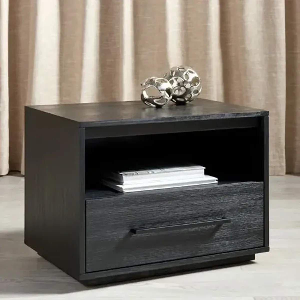 Elina 1 Drawer Nightstand - Black