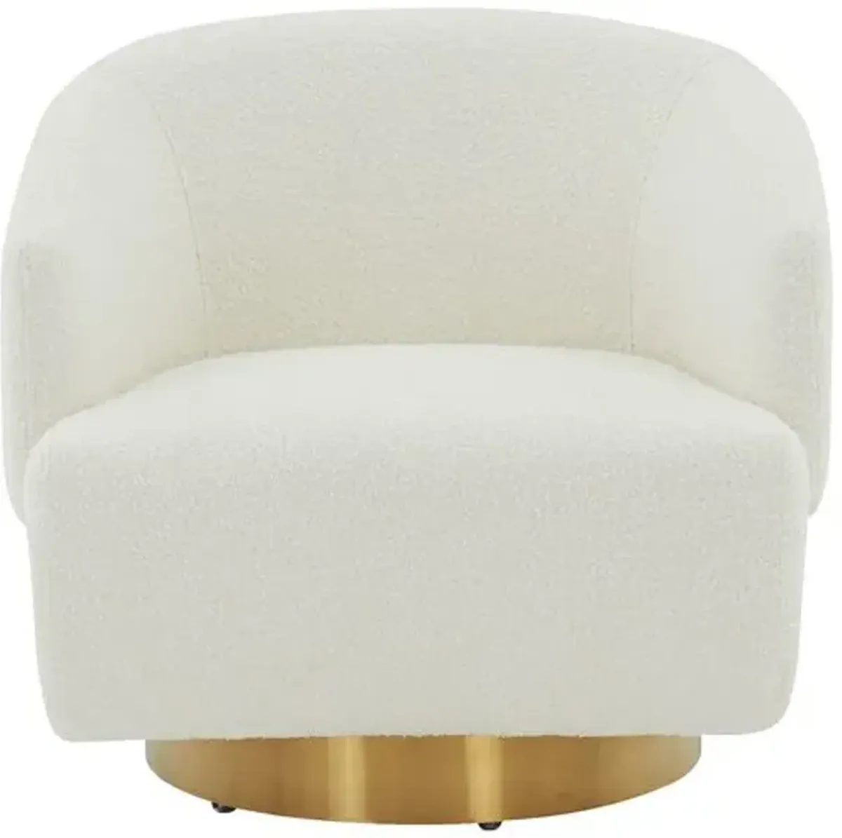 Farah Boucle Swivel Accent Chair - Ivory/Gold, Comfortable, Durable