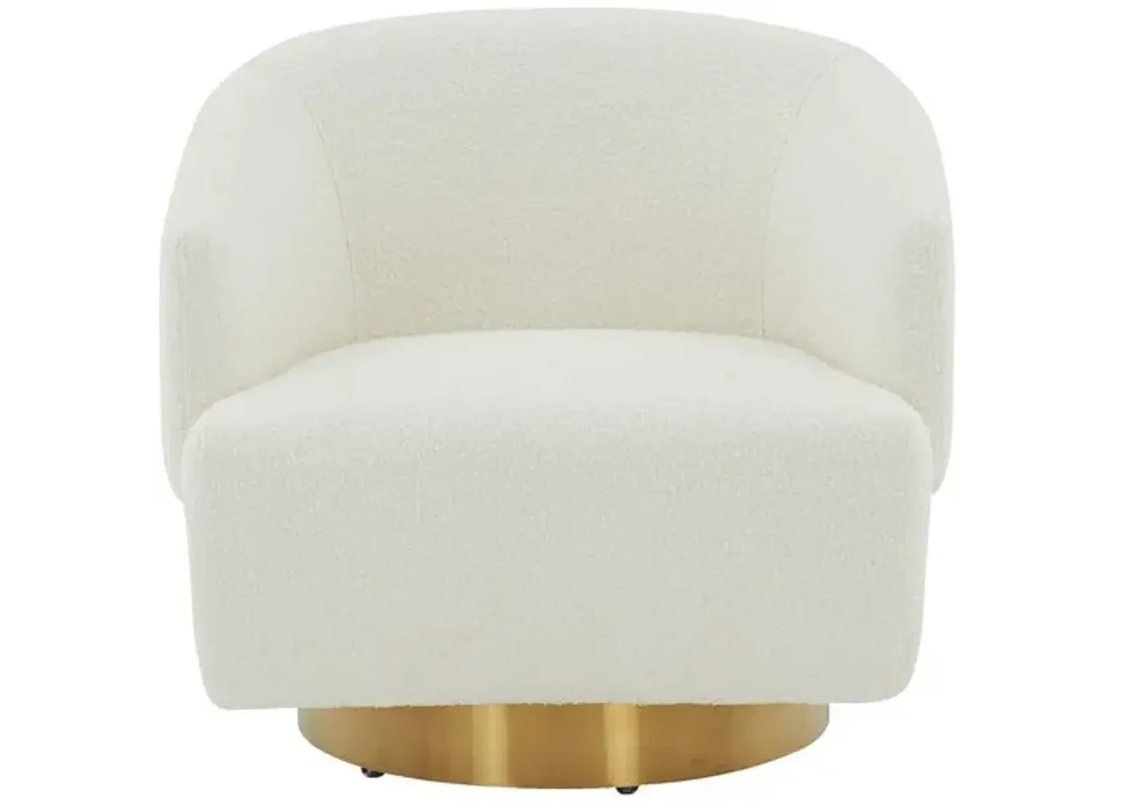 Farah Swivel Accent Chair - Ivory/Gold, Comfortable, Durable