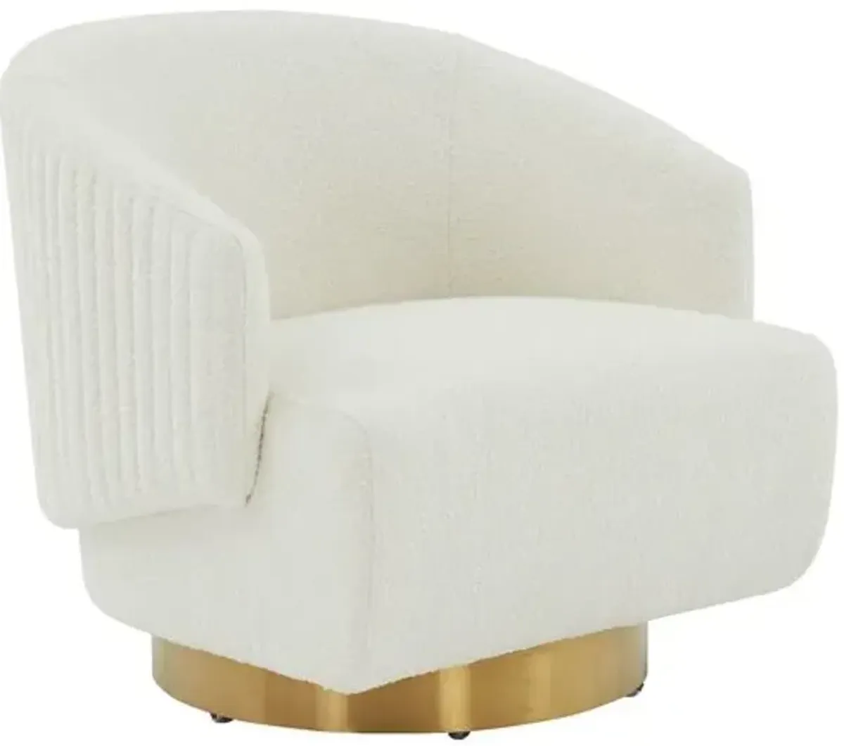 Farah Boucle Swivel Accent Chair - Ivory/Gold, Comfortable, Durable